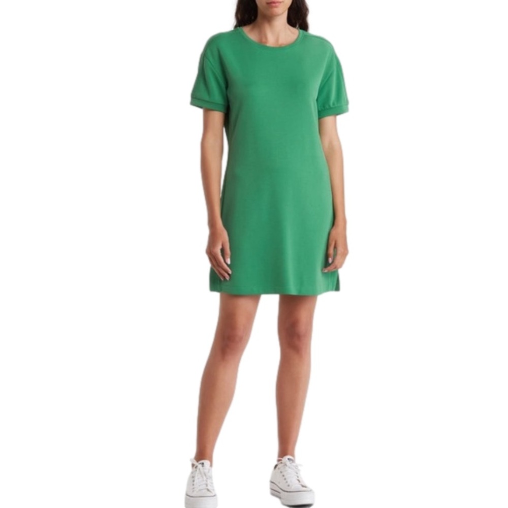 NWT Anthem the Label Crewneck T-Shirt Dress - Puff Sleeve - Kelly Green - Sz Lg